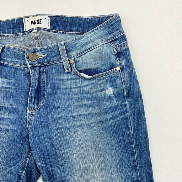 Paige Womens Verdugo Ultra Skinny Jeans Blue Distressed Low Rise 25 Waist - Picture 8 of 10